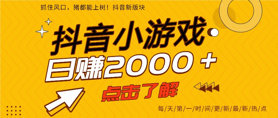 5年爆火的抖音小游戏项目，一部手机日入2000+-汇课新知资源网