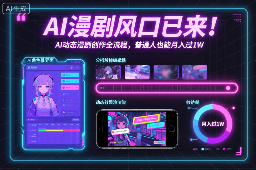 AI漫剧风口已来！AI动态漫剧创作全流程，普通人也能月入过1W-汇课新知资源网
