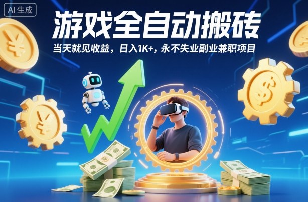 游戏全自动搬砖,当天就见收益,日入1K+,永不失业副业兼职项目【揭秘】-汇课新知资源网