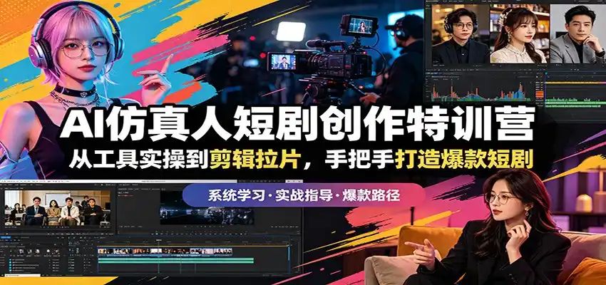 AI仿真人短剧创作特训营:从工具实操到剪辑拉片,手把手打造爆款短剧-汇课新知资源网