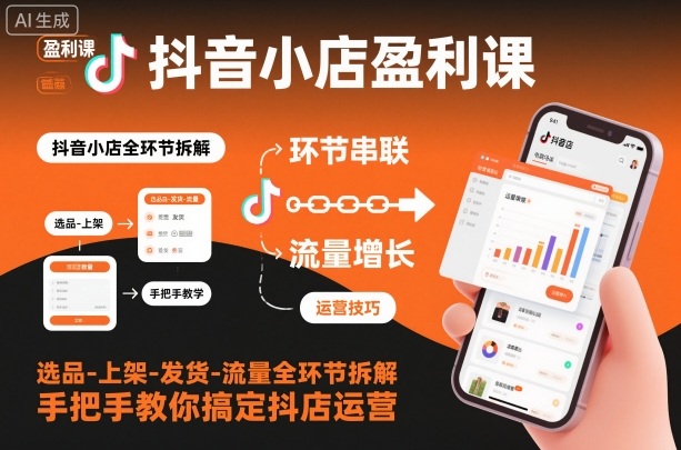抖音小店盈利课-选品-上架-发货-流量全环节拆解，手把手教你搞定抖店运营-汇课新知资源网