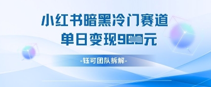 小红书冷门”暗黑”赛道，单日收益多张