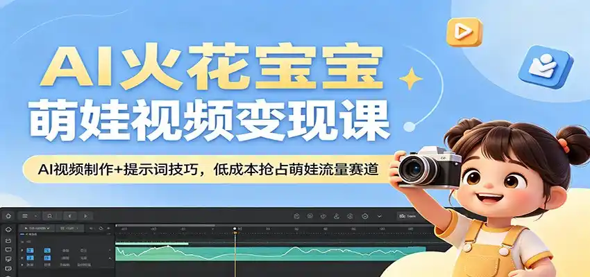 AI火花宝宝萌娃视频变现课:AI视频制作+提示词技巧,低成本抢占萌娃流量赛道-汇课新知资源网
