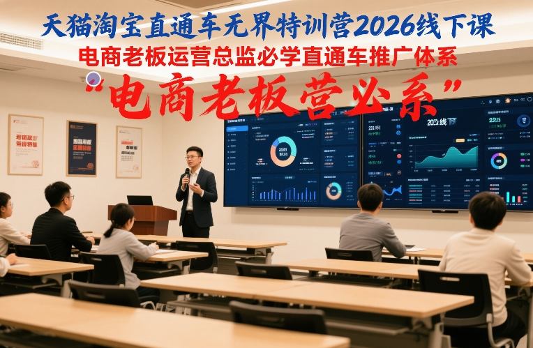 天猫淘宝直通车无界特训营2026线下课，电商老板运营总监必学直通车推广体系-汇课新知资源网