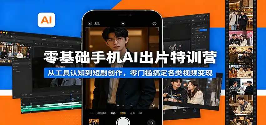 零基础手机AI出片特训营：从工具认知到短剧创作，零门槛搞定各类视频变现-汇课新知资源网