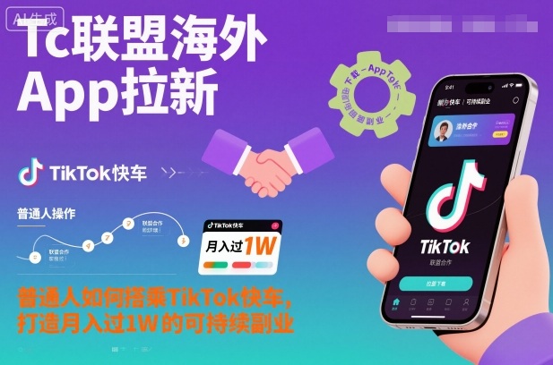 Tc联盟海外App拉新：普通人如何搭乘TikTok快车，打造月入过1W的可持续副业-汇课新知资源网