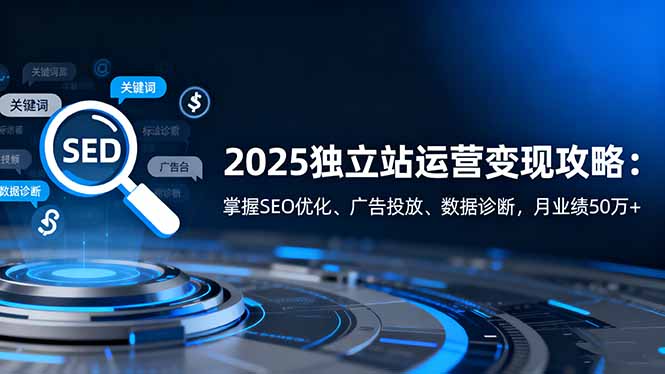 2025独立站运营变现攻略:掌握SEO优化、广告投放、数据诊断,月业绩50万+-汇课新知资源网