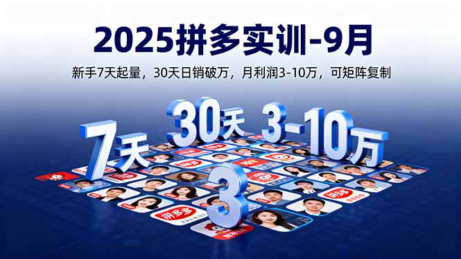 2025拼多多实训-9月:新手7天起量,30天日销破万,月利润3-10万,可矩阵复制-汇课新知资源网