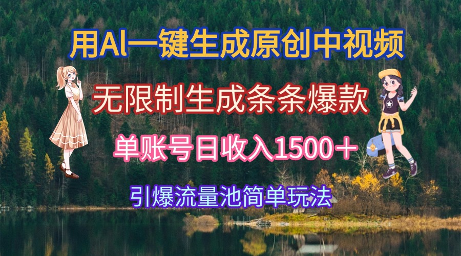 用Al一键生成原创中视频，无限制生成条条爆款，单账号日收入1500＋引爆…-汇课新知资源网