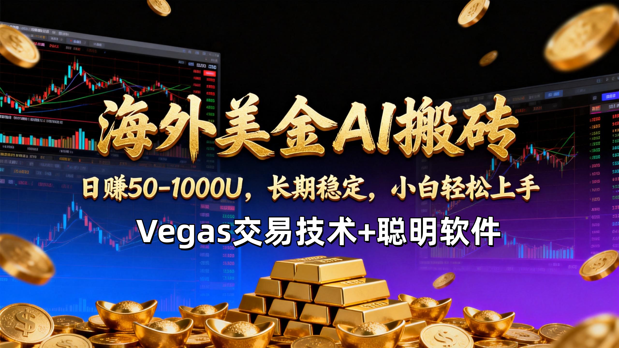 【海外美金AI搬砖】Vegas交易技术+聪明软件,日赚50-1000U,长期稳定,小白轻松上手。-汇课新知资源网