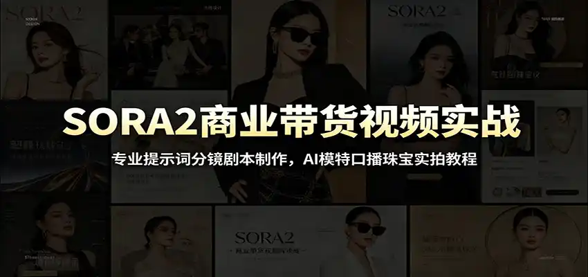 SORA2商业带货视频实战:专业提示词分镜剧本制作,AI模特口播珠宝实拍教程-汇课新知资源网
