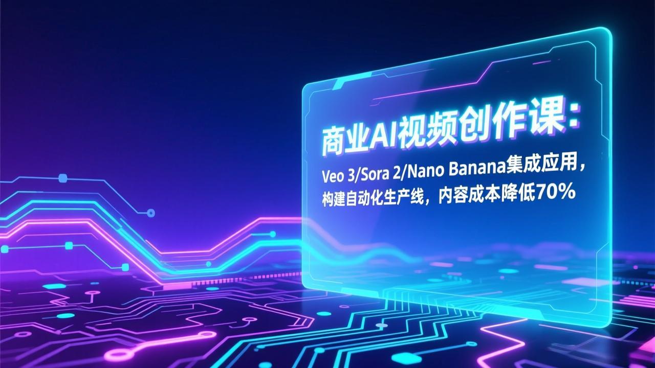 商业AI视频创作课:Veo 3/Sora 2/Nano Banana集成应用,构建自动化生产线,内容成本降低70%-汇课新知资源网