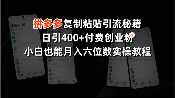 拼多多复制粘贴引流秘籍，日引400+付费创业粉，小白也能月入六位数实操…-汇课新知资源网
