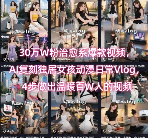 30万W粉治愈系爆款视频，AI复刻独居女孩动漫日常Vlog，4步做出温暖百W人的视频-汇课新知资源网