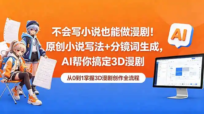 不会写小说也能做漫剧！原创小说写法+分镜词生成，AI帮你搞定3D漫剧-汇课新知资源网