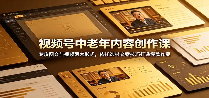视频号中老年内容创作课：专攻图文与视频两大形式，依托选材文案技巧打造爆款作品-汇课新知资源网