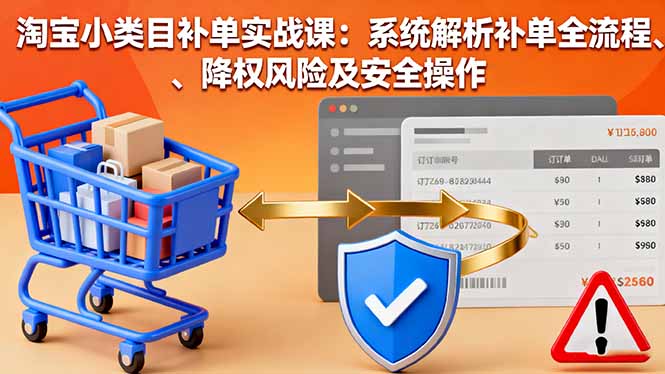 淘宝小类目补单实战课:系统解析补单全流程、降权风险及安全操作-汇课新知资源网