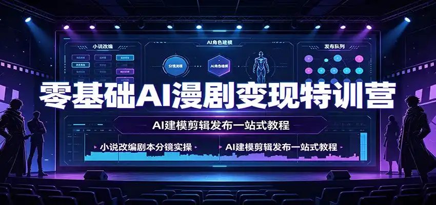 零基础AI漫剧变现特训营:小说改编剧本分镜实操,AI建模剪辑发布一站式教程-汇课新知资源网