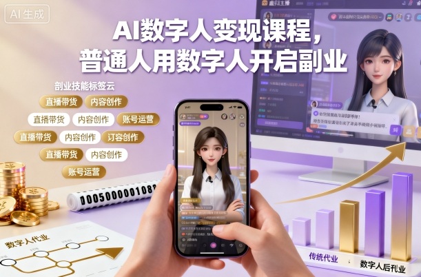 AI数字人变现课程,普通人用数字人开启副业-汇课新知资源网