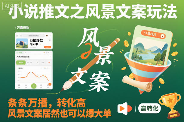 小说推文之风景文案玩法,条条万播,转化高,风景文案居然也可以爆大单!-汇课新知资源网