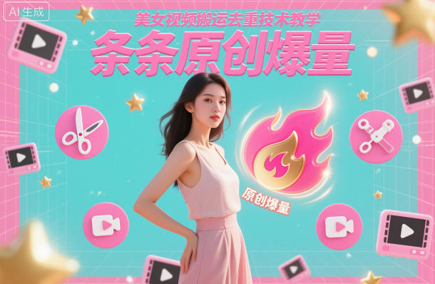 美女视频搬运去重技术教学,条条原创爆量-汇课新知资源网