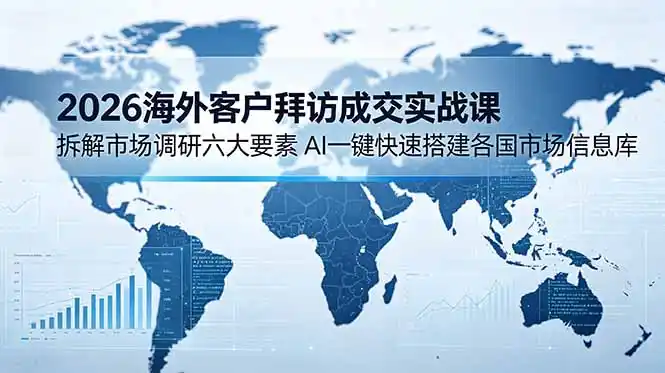 2026海外客户拜访成交实战课:拆解市场调研六大要素,AI一键快速搭建各国市场信息库-汇课新知资源网