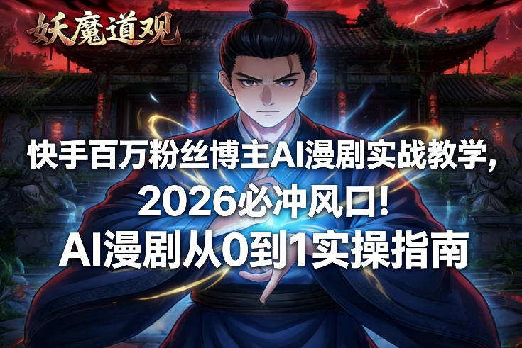 快手百万粉丝博主AI漫剧实战教学,2026必冲风口!AI漫剧从0到1实操指南-汇课新知资源网