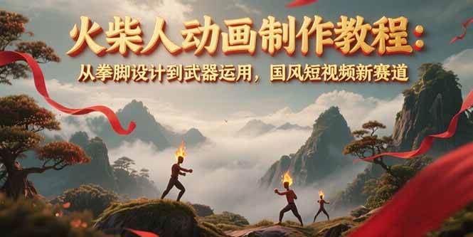 （15171期）火柴人动画制作教程：从拳脚设计到武器运用，国风短视频新赛道