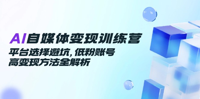 AI自媒体变现训练营，平台选择避坑，低粉账号高变现方法全解析-汇课新知资源网