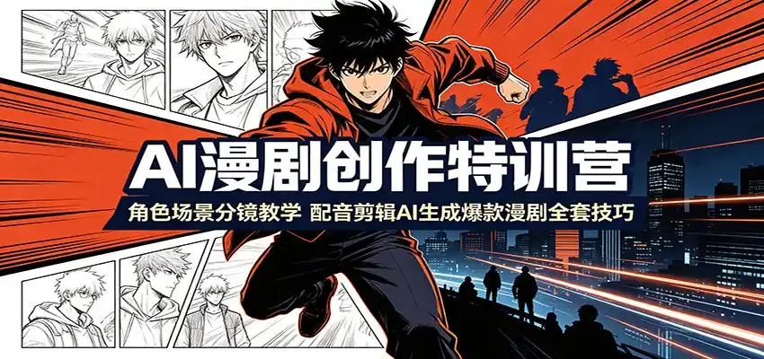 AI漫剧创作特训营:角色场景分镜教学,配音剪辑AI生成爆款漫剧全套技巧-汇课新知资源网