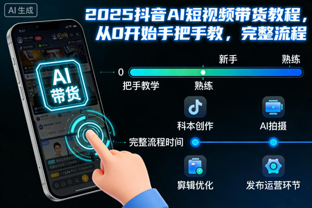 2025抖音AI短视频带货教程，从0开始手把手教，完整流程-汇课新知资源网