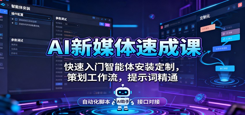 AI新媒体速成课：快速入门智能体安装定制，策划工作流，提示词精通-汇课新知资源网