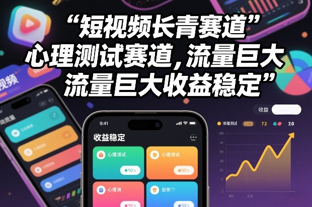 短视频长青赛道,心里测试赛道,流量巨大,收益稳定-汇课新知资源网