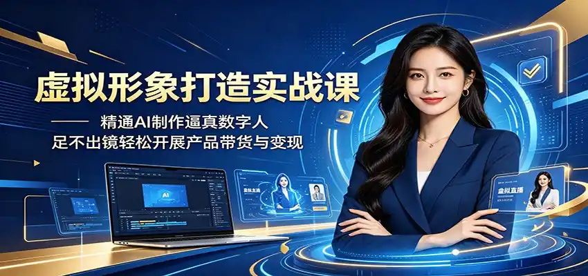 虚拟形象打造实战课：精通AI制作逼真数字人，足不出镜轻松开展产品带货与变现-汇课新知资源网