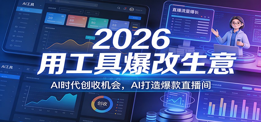 2026用工具爆改生意,AI时代创收机会,AI打造爆款直播间-汇课新知资源网
