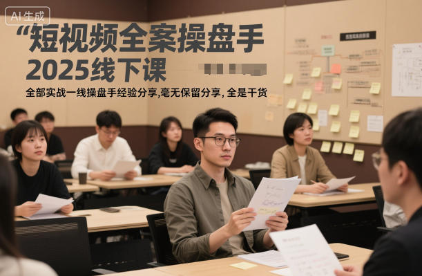 短视频全案操盘手2025线下课,全部实战一线操盘手经验分享,毫无保留分享,全是干货-汇课新知资源网