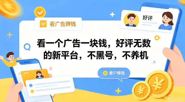 看一个广告一块钱,好评无数的新平台,不黑号,不养机【揭秘】-汇课新知资源网