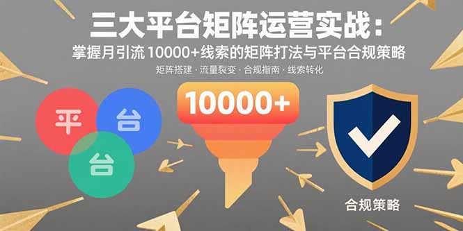 三大平台矩阵运营实战：掌握月引流10000+线索的矩阵打法与平台合规策略-汇课新知资源网