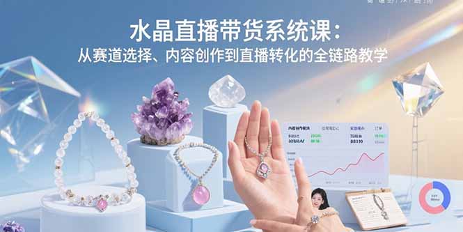 水晶直播带货系统课:从赛道选择、内容创作到直播转化的全链路教学-汇课新知资源网