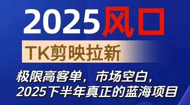 2025风口TK剪映capcut拉新项目,极限高客单,市场空白,2025下半年真正的蓝海项目-汇课新知资源网