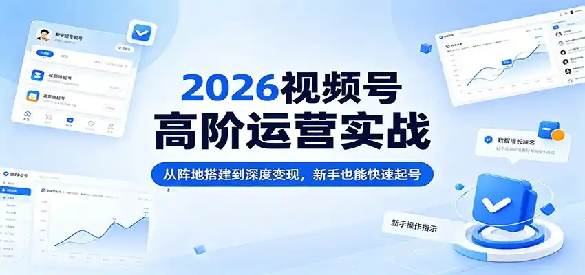 2026视频号高阶运营实战:从阵地搭建到深度变现,新手也能快速起号-汇课新知资源网