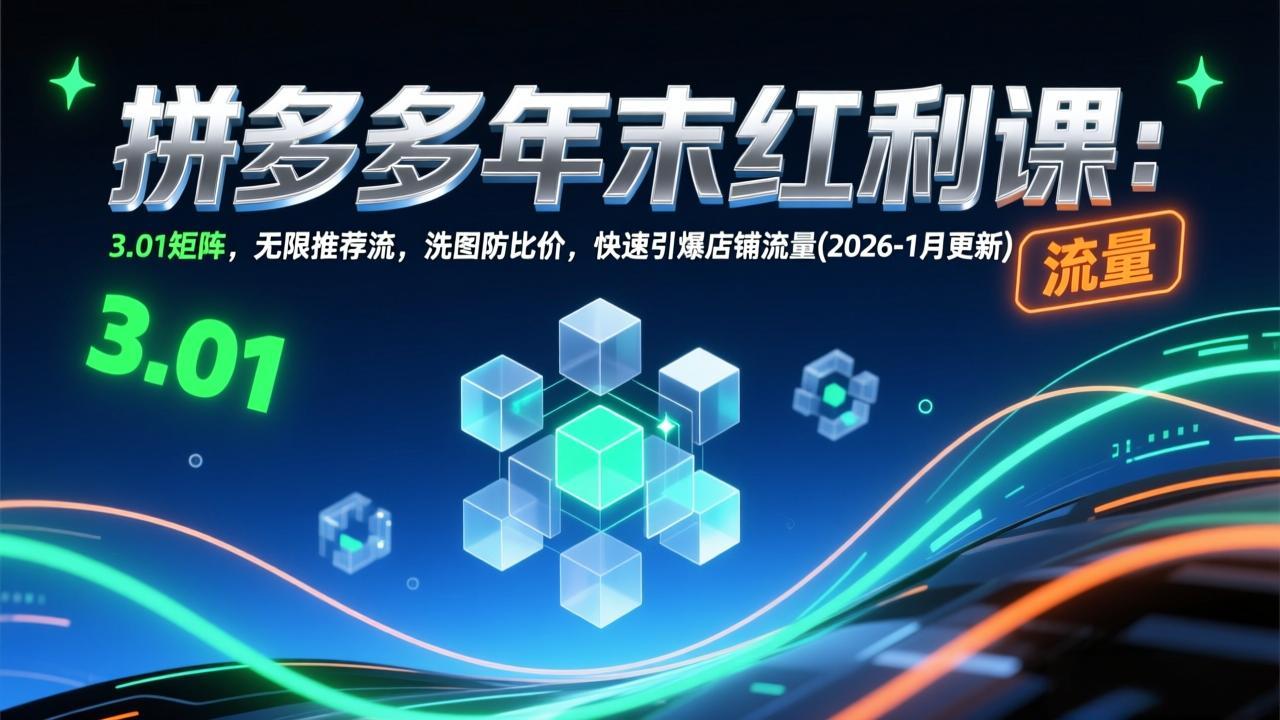 拼多多年末红利课:3.01矩阵,无限推荐流,洗图防比价,快速引爆店铺流量(2026-1月更新-汇课新知资源网