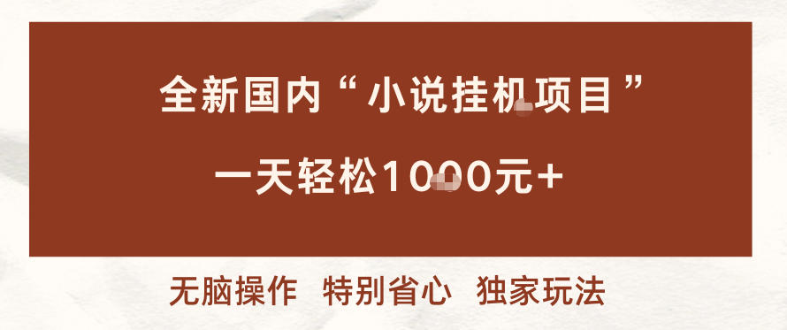 全新国内小说挂G项目,多窗口无脑跑,一天轻松1k+,特别省心【揭秘】-汇课新知资源网
