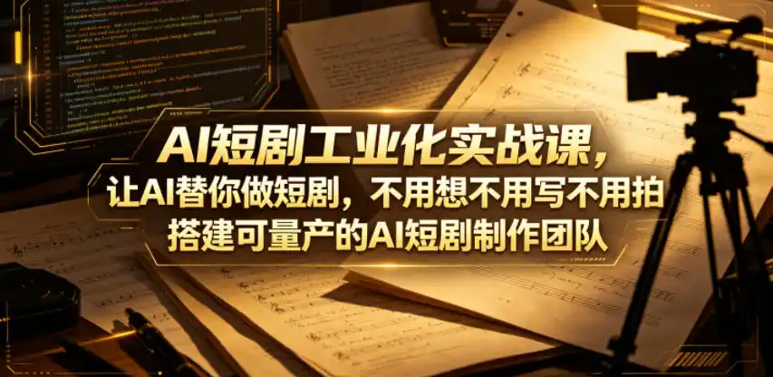 AI短剧工业化实战课，让AI替你做短剧，不用想不用写不用拍，搭建可量产的AI短剧制作团队-汇课新知资源网