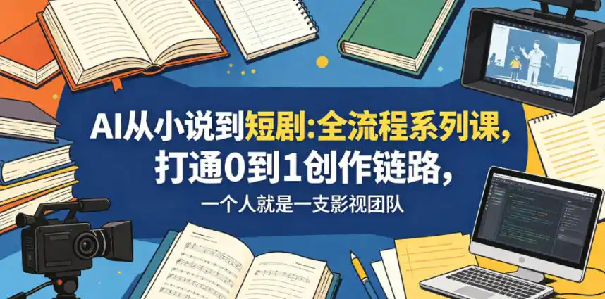 AI从小说到短剧全流程系列课，打通0到1创作链路，一个人就是一支影视团队-汇课新知资源网