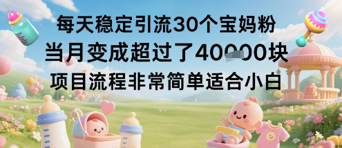 每天稳定引流30个宝妈粉当月变成超过了1W+项目流程非常简单适合小白-汇课新知资源网