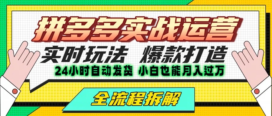 拼多多最新实战运营高投产：长久稳定项目，单店利润一天三位数-汇课新知资源网