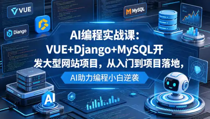 AI编程实战课:VUE+Django+MySQL开发大型网站项目,从入门到项目落地,AI助力编程小白逆袭-汇课新知资源网