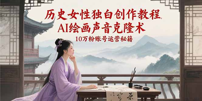 （15186期）历史女性独白创作教程，AI绘画声音克隆术，10万粉账号运营秘籍