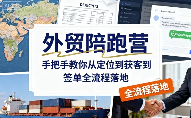外贸陪跑营,手把手教你从定位到获客到签单全流程落地-汇课新知资源网
